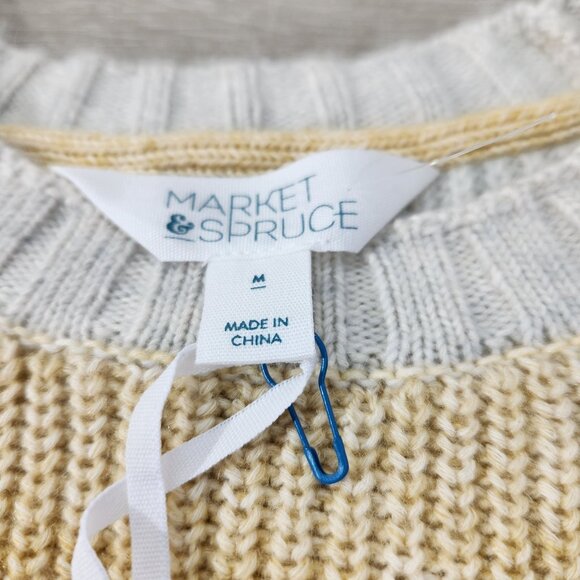 Market & Spruce Crew Neck Yellow Purple Ombre' Stripes Sweater Women's Size M - Picture 6 of 14